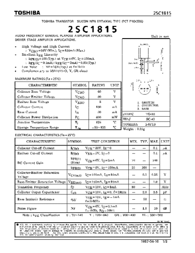 Toshiba 2sc1815-t  . Electronic Components Datasheets Active components Transistors Toshiba 2sc1815-t.pdf