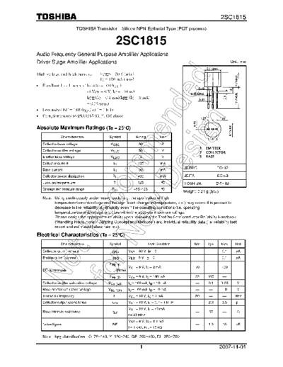Toshiba 2sc1815  . Electronic Components Datasheets Active components Transistors Toshiba 2sc1815.pdf