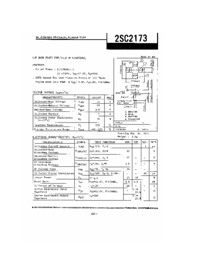 Toshiba 2sc2173  . Electronic Components Datasheets Active components Transistors Toshiba 2sc2173.pdf