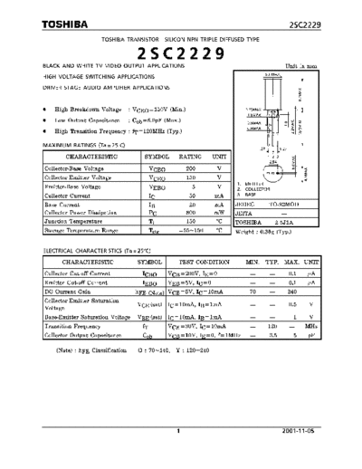 Toshiba 2sc2229  . Electronic Components Datasheets Active components Transistors Toshiba 2sc2229.pdf