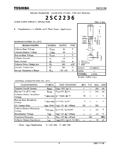 Toshiba 2sc2236  . Electronic Components Datasheets Active components Transistors Toshiba 2sc2236.pdf