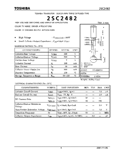 Toshiba 2sc2482  . Electronic Components Datasheets Active components Transistors Toshiba 2sc2482.pdf