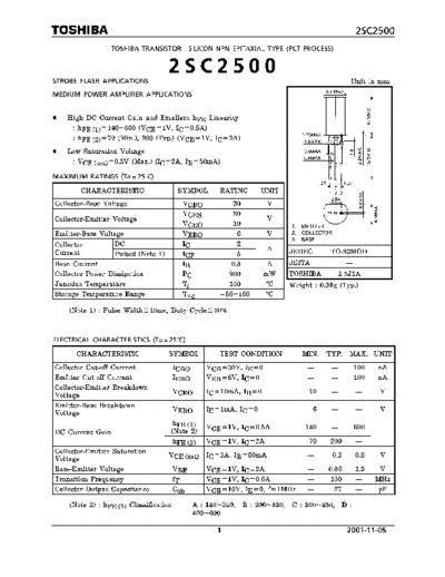 Toshiba 2sc2500  . Electronic Components Datasheets Active components Transistors Toshiba 2sc2500.pdf