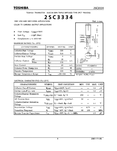 Toshiba 2sc3334  . Electronic Components Datasheets Active components Transistors Toshiba 2sc3334.pdf