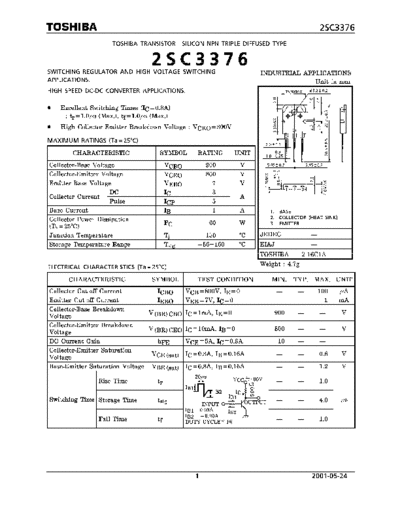 Toshiba 2sc3376  . Electronic Components Datasheets Active components Transistors Toshiba 2sc3376.pdf