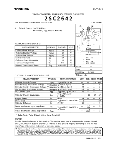 Toshiba 2sc2642  . Electronic Components Datasheets Active components Transistors Toshiba 2sc2642.pdf