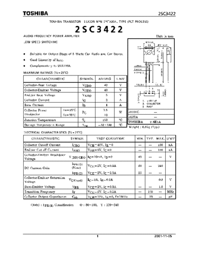 Toshiba 2sc3422  . Electronic Components Datasheets Active components Transistors Toshiba 2sc3422.pdf