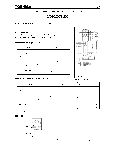 Toshiba 2sc3423  . Electronic Components Datasheets Active components Transistors Toshiba 2sc3423.pdf