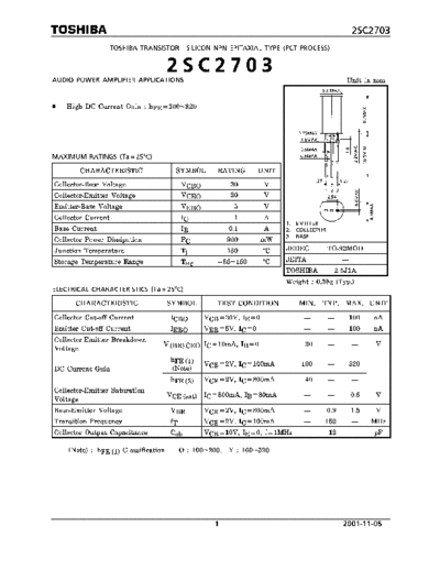 Toshiba 2sc2703  . Electronic Components Datasheets Active components Transistors Toshiba 2sc2703.pdf