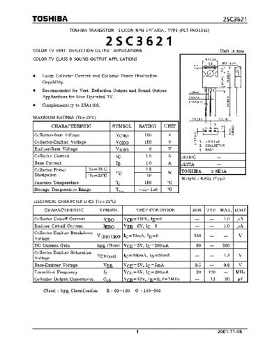 Toshiba 2sc3621  . Electronic Components Datasheets Active components Transistors Toshiba 2sc3621.pdf