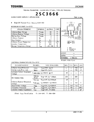 Toshiba 2sc3666  . Electronic Components Datasheets Active components Transistors Toshiba 2sc3666.pdf