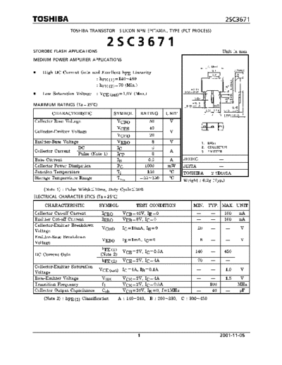 Toshiba 2sc3671  . Electronic Components Datasheets Active components Transistors Toshiba 2sc3671.pdf
