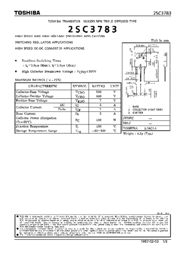 Toshiba 2sc3783  . Electronic Components Datasheets Active components Transistors Toshiba 2sc3783.pdf