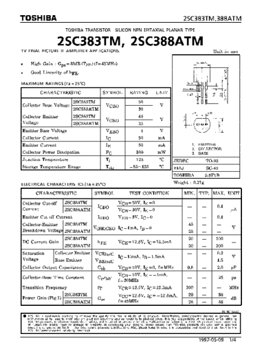Toshiba 2sc383 2sc388  . Electronic Components Datasheets Active components Transistors Toshiba 2sc383_2sc388.pdf