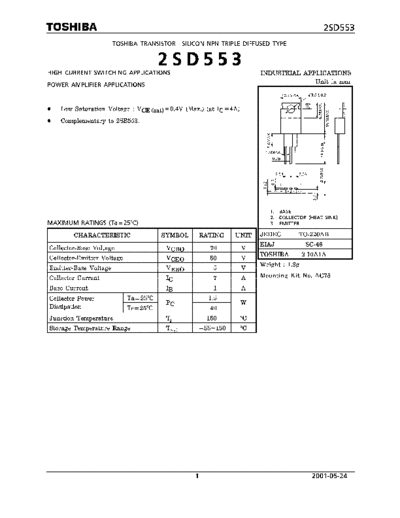 Toshiba 2sd553  . Electronic Components Datasheets Active components Transistors Toshiba 2sd553.pdf