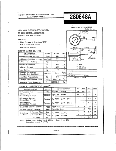 Toshiba 2sd648  . Electronic Components Datasheets Active components Transistors Toshiba 2sd648.pdf