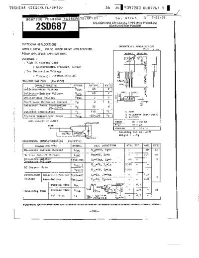 Toshiba 2sd687  . Electronic Components Datasheets Active components Transistors Toshiba 2sd687.pdf