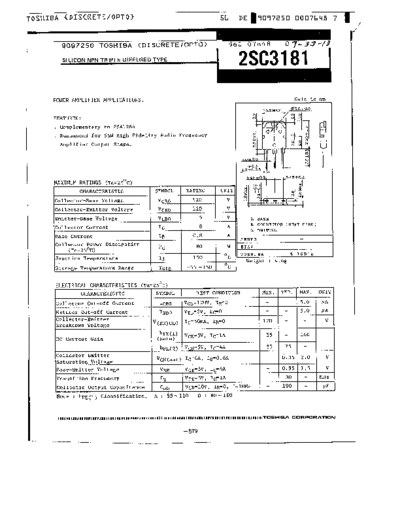 Toshiba 2sc3181  . Electronic Components Datasheets Active components Transistors Toshiba 2sc3181.pdf