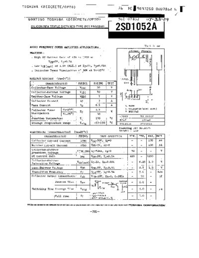 Toshiba 2sd1052a  . Electronic Components Datasheets Active components Transistors Toshiba 2sd1052a.pdf