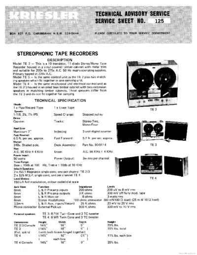 KRIESLER hfe kriesler te 2 te 3 te 4 service en  . Rare and Ancient Equipment KRIESLER Audio TE2-TE3-TE4 hfe_kriesler_te_2_te_3_te_4_service_en.pdf