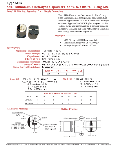 CDE [Cornell-Dubilier] CDE [smd] AHA Series  . Electronic Components Datasheets Passive components capacitors CDE [Cornell-Dubilier] CDE [smd] AHA Series.pdf