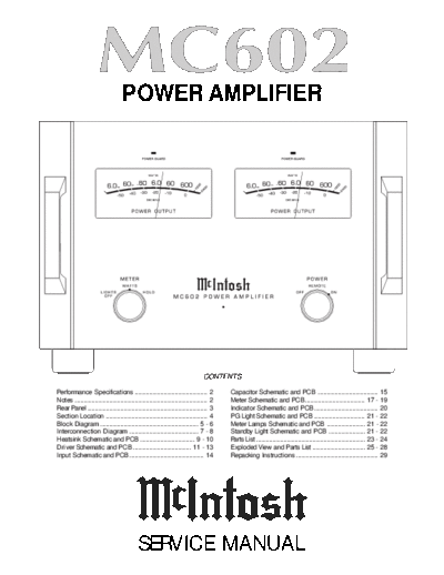 Mc INTOSH hfe mcintosh mc602 service  . Rare and Ancient Equipment Mc INTOSH Audio MC602 hfe_mcintosh_mc602_service.pdf