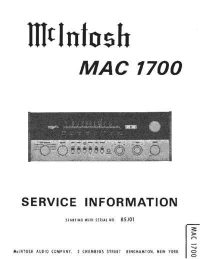 Mc INTOSH hfe mcintosh mac1700 service info 85J01 on  . Rare and Ancient Equipment Mc INTOSH Audio MAC1700 hfe_mcintosh_mac1700_service_info_85J01_on.pdf