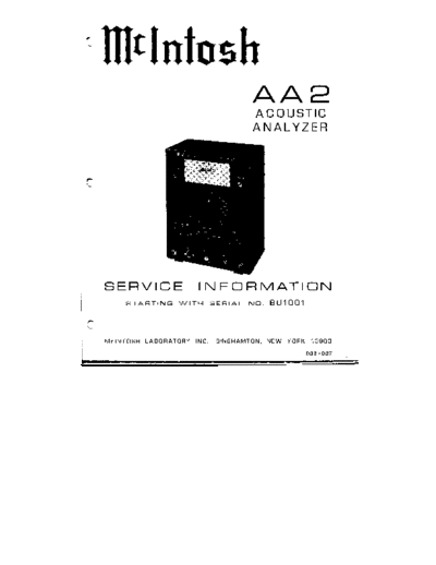 Mc INTOSH AA2  . Rare and Ancient Equipment Mc INTOSH Audio AA2 AA2.pdf