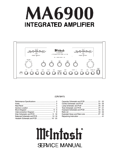 Mc INTOSH hfe mcintosh ma6900 service  . Rare and Ancient Equipment Mc INTOSH Audio MA6900 hfe_mcintosh_ma6900_service.pdf