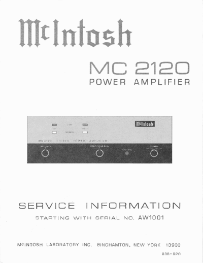 Mc INTOSH hfe mcintosh mc2120 service info  . Rare and Ancient Equipment Mc INTOSH Audio MC2120 hfe_mcintosh_mc2120_service_info.pdf