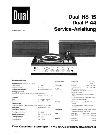 DUAL ve   hs 15 p 44 service de  . Rare and Ancient Equipment DUAL Audio P 44 ve_dual_hs_15_p_44_service_de.pdf
