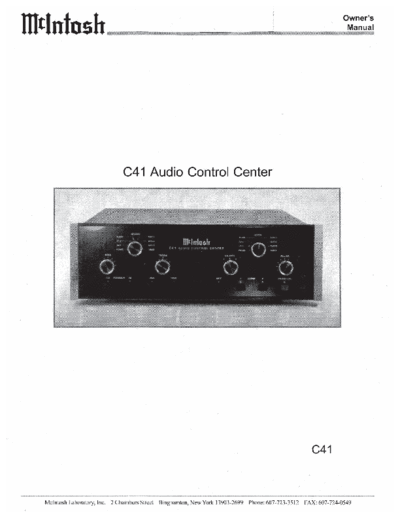 Mc INTOSH hfe mcintosh c41 en  . Rare and Ancient Equipment Mc INTOSH Audio C41 hfe_mcintosh_c41_en.pdf