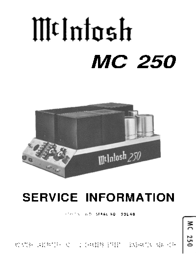. Rare and Ancient Equipment hfe mcintosh mc250 service info 23l48 on  . Rare and Ancient Equipment Mc INTOSH Audio MC250 hfe_mcintosh_mc250_service_info_23l48_on.pdf
