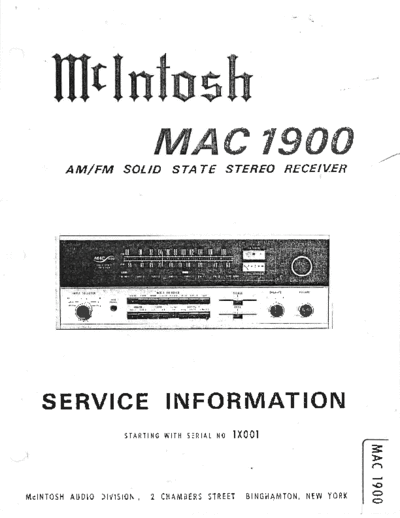 . Rare and Ancient Equipment hfe mcintosh mac1900 service 1x001 en  . Rare and Ancient Equipment Mc INTOSH Audio MAC1900 hfe_mcintosh_mac1900_service_1x001_en.pdf