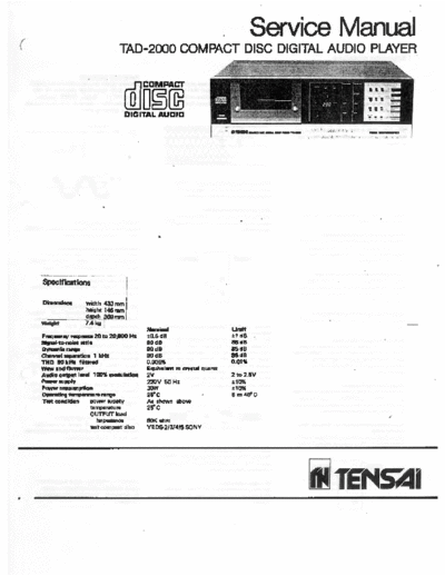 TENSAI tensai tad-2000 service-manual  . Rare and Ancient Equipment TENSAI Audio TAD-2000 tensai_tad-2000_service-manual.pdf