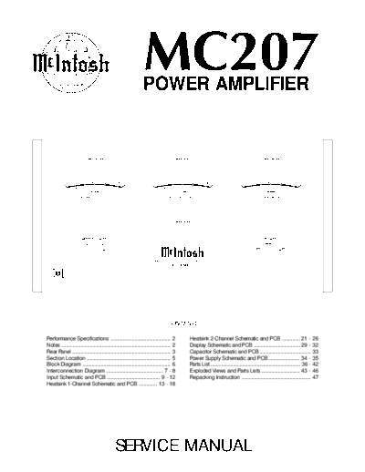 Mc INTOSH hfe mcintosh mc207 service  . Rare and Ancient Equipment Mc INTOSH Audio MC207 hfe_mcintosh_mc207_service.pdf