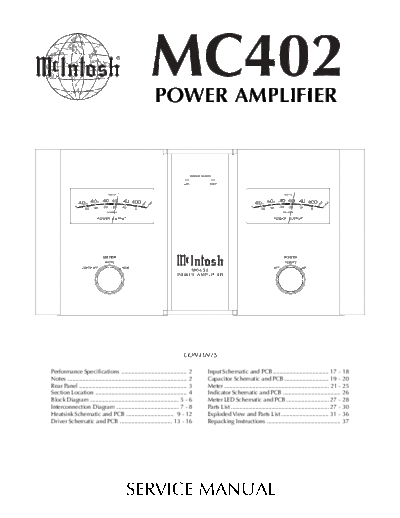 Mc INTOSH hfe mcintosh mc402 service alt scan  . Rare and Ancient Equipment Mc INTOSH Audio MC402 hfe_mcintosh_mc402_service_alt_scan.pdf