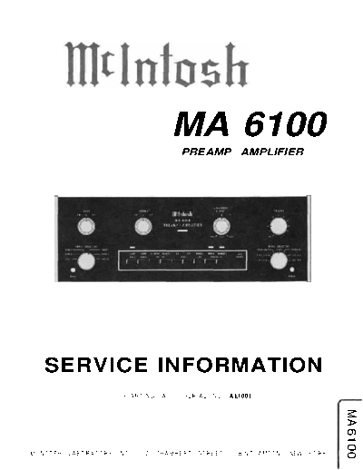 Mc INTOSH hfe mcintosh ma6100 service info en  . Rare and Ancient Equipment Mc INTOSH Audio MA6100 hfe_mcintosh_ma6100_service_info_en.pdf