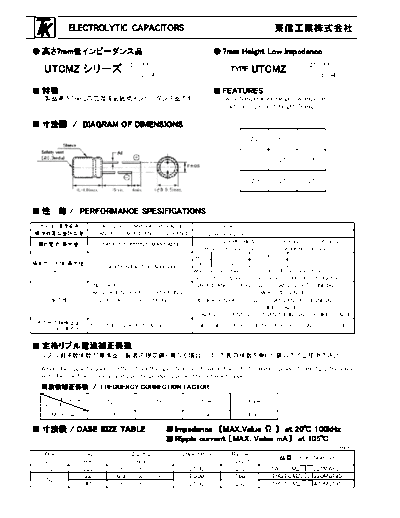 TK [Toshin Kogyo] TK [radial] UTCMZ Series  . Electronic Components Datasheets Passive components capacitors TK [Toshin Kogyo] TK [radial] UTCMZ Series.pdf