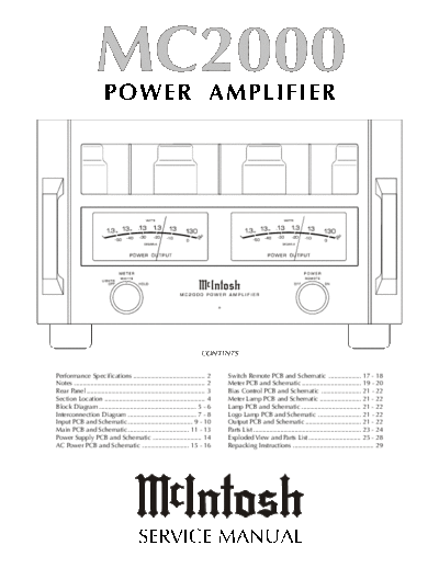 Mc INTOSH hfe mcintosh mc2000 service  . Rare and Ancient Equipment Mc INTOSH Audio MC2000 hfe_mcintosh_mc2000_service.pdf