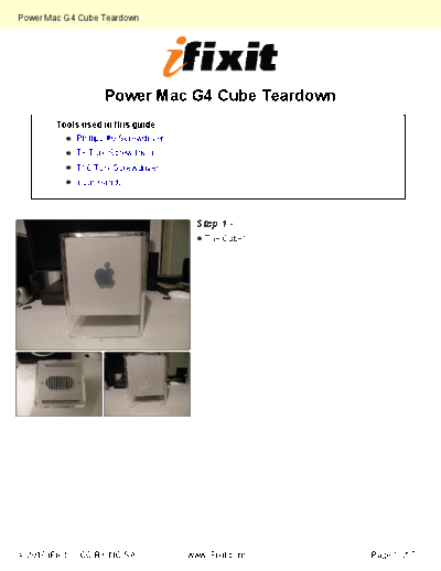 apple Teardown-1424  apple Mac Desktops Power Mac Power Mac G4 Cube Teardown-1424.pdf