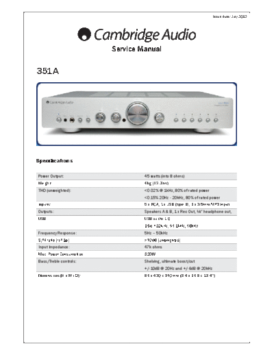 CAMBRIDGE hfe   audio azur 351a service en  . Rare and Ancient Equipment CAMBRIDGE Audio Azur 351A hfe_cambridge_audio_azur_351a_service_en.pdf