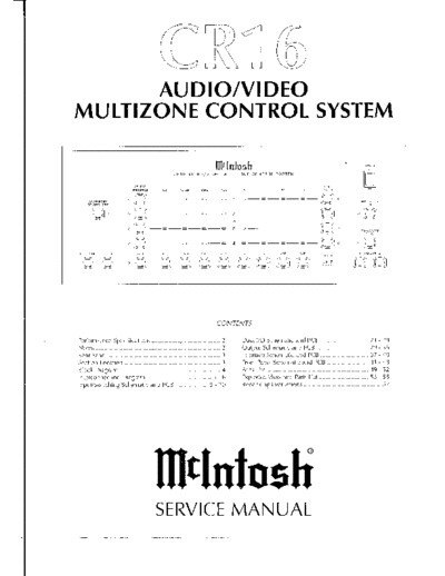 Mc INTOSH hfe mcintosh cr16 service en  . Rare and Ancient Equipment Mc INTOSH Audio CR16 hfe_mcintosh_cr16_service_en.pdf