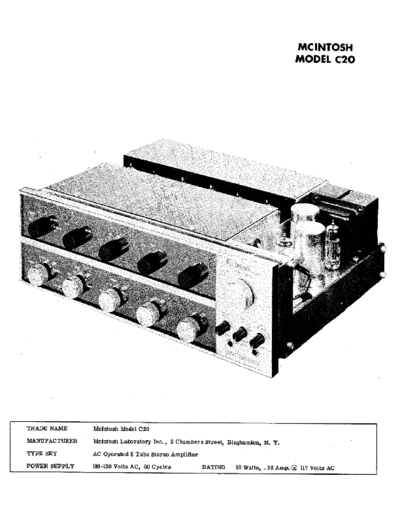 Mc INTOSH hfe mcintosh c20 service info  . Rare and Ancient Equipment Mc INTOSH Audio C20 hfe_mcintosh_c20_service_info.pdf