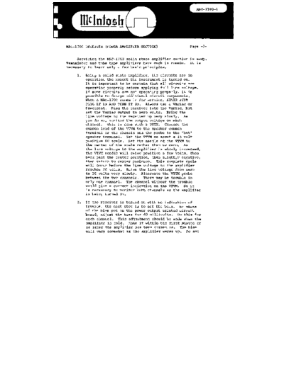 Mc INTOSH hfe mcintosh mac1700 service bulletin mac-1700-1  . Rare and Ancient Equipment Mc INTOSH Audio MAC1700 hfe_mcintosh_mac1700_service_bulletin_mac-1700-1.pdf