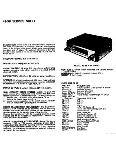 KRIESLER hfe kriesler 41-58 service sheet en  . Rare and Ancient Equipment KRIESLER Audio 41-58 hfe_kriesler_41-58_service_sheet_en.pdf