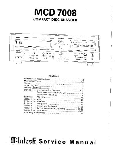 Mc INTOSH hfe mcintosh mcd7008 service en partial  . Rare and Ancient Equipment Mc INTOSH Audio MCD7008 hfe_mcintosh_mcd7008_service_en_partial.pdf