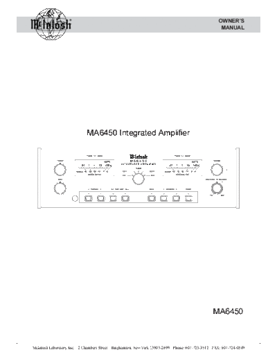 Mc INTOSH hfe mcintosh ma6450 en  . Rare and Ancient Equipment Mc INTOSH Audio MA6450 hfe_mcintosh_ma6450_en.pdf