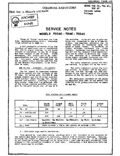 COLONIAL Colonial 700AC  . Rare and Ancient Equipment COLONIAL Audio 701AC Colonial_700AC.pdf