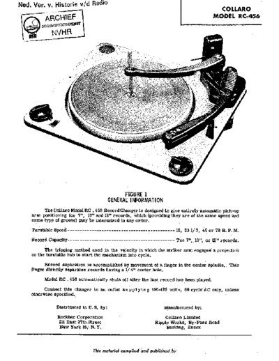 COLLARO Collaro RC456  . Rare and Ancient Equipment COLLARO Audio ConquestRC456 Collaro_RC456.pdf